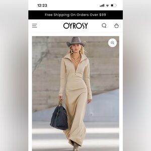OYROSY Cream Maxi Dress